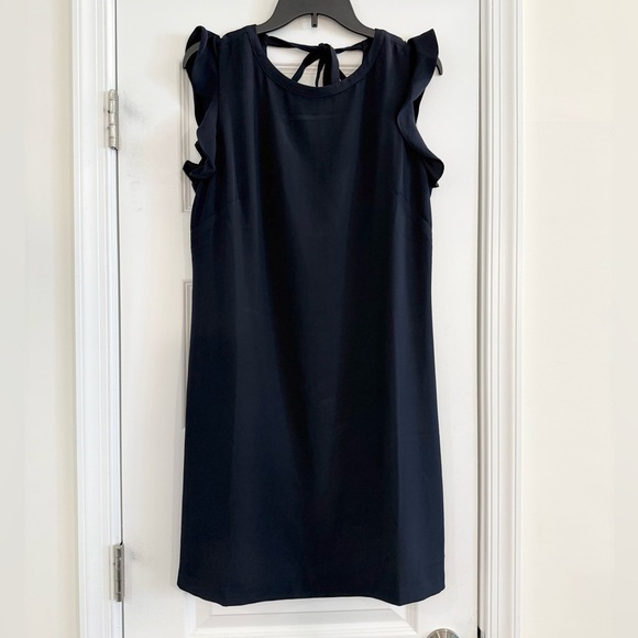 LOFT Dresses & Skirts - Loft Ruffle Sleeve Navy Shift Dress Classic Women’s Size 10
